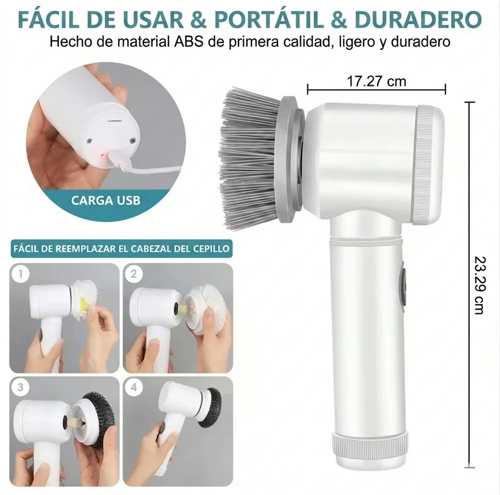 ScrubPro™ - Cepillo Eléctrico Giratorio 5-en-1 (Multifunción)
