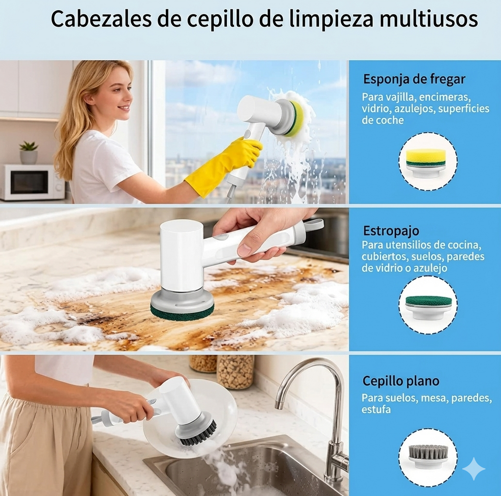 ScrubPro™ - Cepillo Eléctrico Giratorio 5-en-1 (Multifunción)