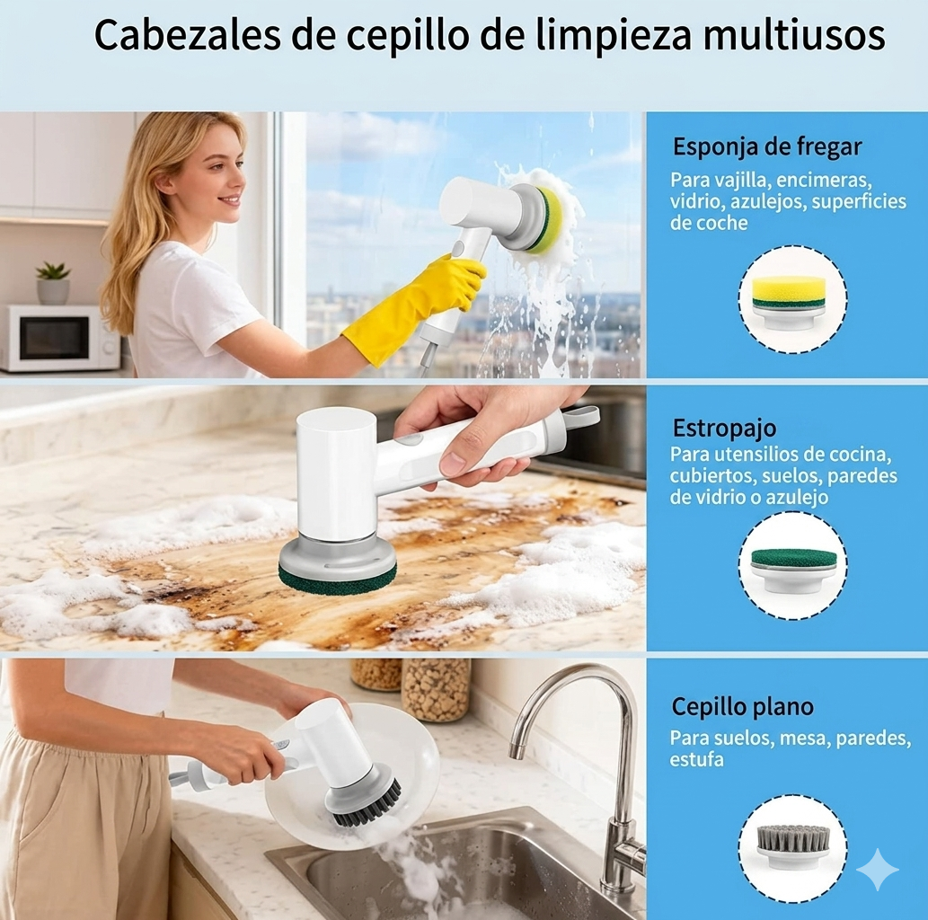 ScrubPro™ - Cepillo Eléctrico Giratorio 5-en-1 (Multifunción)